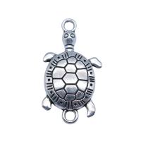 Pendentifs coeur en alliage de zinc, tortue, Plaqué de couleur d'argent, Vintage & DIY & boucle de 1/1, protéger l'environnement, sans nickel, plomb et cadmium, 16x30mm, Vendu par PC