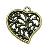 Pendentifs coeur en alliage de zinc, Plaqué de couleur de bronze antique, Vintage & DIY & creux, protéger l'environnement, sans nickel, plomb et cadmium, 20x19mm, Vendu par PC