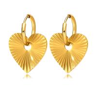 Stainless Steel Drop Earring 304 Stainless Steel Heart Vacuum Ion Plating fashion jewelry & for woman golden Sold By Pair