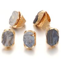 Natuurlijke Quartz vinger Ring, Messing, met Ijs Quartz Agaat, plated, willekeurig verzonden & uniseks, nikkel, lood en cadmium vrij, 30*20mm, Verkocht door PC