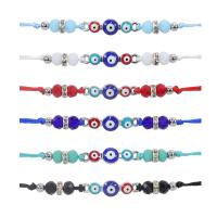 Bracelet Evil Eye bijoux, Cordon de noeud, avec cristal & alliage de zinc, fait à la main, unisexe & réglable, plus de couleurs à choisir, Longueur 7-33 cm, Vendu par PC