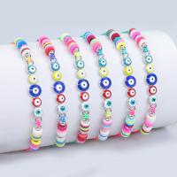 Bracelet Evil Eye bijoux, Cordon de noeud, avec argile de polymère & alliage de zinc, fait à la main, motif de mauvais œil & réglable, multicolore, Longueur Environ 9-34 cm, Vendu par PC