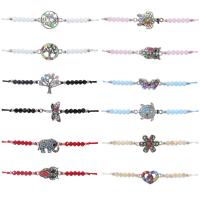 Pulseiras de fio de nylon, Cordão de Nó, with cristal & liga de zinco, feito à mão, Forma diferente para escolha & ajustável, Mais cores pare escolha, comprimento Aprox 8-31 cm, vendido por PC