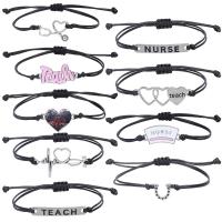 Fashion Opret Wax Cord Armbånd, Voks, med Zinc Alloy, håndlavet, Anden figur til valg & Unisex & justerbar, flere farver til valg, Længde Ca. 4-26 cm, Solgt af PC