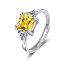 Cubic Zircon Brass δάχτυλο του δακτυλίου, Ορείχαλκος, με Cubic Zirconia, Πλατεία, χρώμα επιπλατινωμένα, Ρυθμιζόμενο & για τη γυναίκα, περισσότερα χρώματα για την επιλογή, νικέλιο, μόλυβδο και κάδμιο ελεύθεροι, 8mm, Εσωτερική διάμετρος:Περίπου 16mm, Sold Με PC