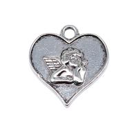 Pendentifs coeur en alliage de zinc, Plaqué de couleur d'argent, Vintage & DIY, protéger l'environnement, sans nickel, plomb et cadmium, 19x17mm, Vendu par PC