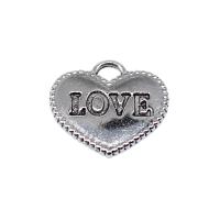 Pendentifs coeur en alliage de zinc, Plaqué de couleur d'argent, Vintage & DIY, protéger l'environnement, sans nickel, plomb et cadmium, 12x14mm, Vendu par PC