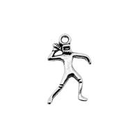 Character Shaped Zinc Alloy Pendants, liga de zinco, banho de cor prata antiga, Vintage & DIY, níquel, chumbo e cádmio livre, 12x20mm, vendido por PC