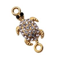 Connecteur en alliage de Zinc animal, tortue, Plaqué de couleur d'or antique, Vintage & DIY & avec strass & boucle de 1/1, protéger l'environnement, sans nickel, plomb et cadmium, 12x26mm, Vendu par PC