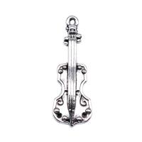 Musical Instrument Shaped Zinc Alloy Pendler, Violin, antik sølv farve forgyldt, Vintage & du kan DIY, nikkel, bly & cadmium fri, 11x31mm, Solgt af PC