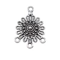 Flower Zinc Alloy Connector antique silver color plated vintage & DIY & 1/3 loop nickel lead & cadmium free Sold By PC