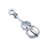 Instrument de musique en forme de pendentifs en alliage de Zinc, Violon, Plaqué de couleur d'argent, Vintage & DIY, protéger l'environnement, sans nickel, plomb et cadmium, 8x26mm, Vendu par PC