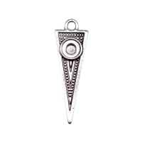 Pendentifs en alliage de zinc, triangle, Plaqué de couleur d'argent, Vintage & DIY, protéger l'environnement, sans nickel, plomb et cadmium, 9x29mm, Vendu par PC