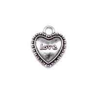 Pendentifs coeur en alliage de zinc, Plaqué de couleur d'argent, Vintage & DIY, protéger l'environnement, sans nickel, plomb et cadmium, 16x13mm, Vendu par PC