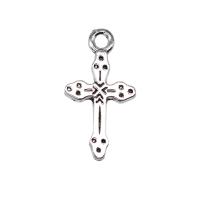 Zinklegering Cross Hangers, Zinc Alloy, Oversteken, antiek zilver plated, Vintage & DIY, nikkel, lood en cadmium vrij, 11x21mm, Verkocht door PC