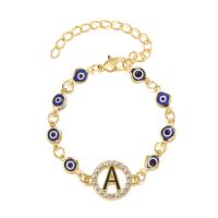 Evil Eye sieraden Armband, Zinc Alloy, met Hars, verschillende stijlen voor de keuze & voor vrouw & met strass, gouden, nikkel, lood en cadmium vrij, 15mm,7mm, Lengte Ca 6.3 inch, Verkocht door PC