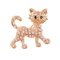 Rhinestone Broche, Zinc Alloy, Cat, mode smykker & for kvinde & med rhinestone, flere farver til valg, nikkel, bly & cadmium fri, 34x33mm, Solgt af PC