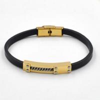 PU Leather Bracelet with Titanium Steel Vacuum Ion Plating fashion jewelry & for man Length 21 cm Sold By PC