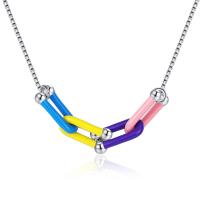 Collar de Latón, metal, con 5cm extender cadena, chapado en color de platina, Joyería & para mujer & pegamento de gota, libre de níquel, plomo & cadmio, 24x8mm, longitud 40 cm, Vendido por UD