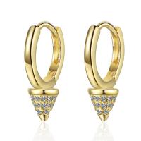 Boucles d'oreilles en laiton zircon cubique pavent, Conique, Placage, bijoux de mode & pavé de micro zircon & pour femme, plus de couleurs à choisir, protéger l'environnement, sans nickel, plomb et cadmium, 14mm,20mm, Vendu par paire