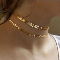 Gelaagde choker, Messing, gold plated, mode sieraden & verschillende stijlen voor de keuze & voor vrouw, gouden, nikkel, lood en cadmium vrij, Lengte Ca 33 cm, Verkocht door PC