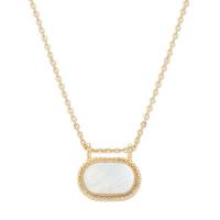 Collar de acero inoxidable de la joyería, con Nácar, con 5cm extender cadena, chapado en oro de 18 K, para mujer, dorado, longitud 45 cm, Vendido por UD