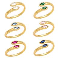 Bague Zircon cubique en laiton, avec zircon cubique, Placage de couleur d'or, pour femme, plus de couleurs à choisir, protéger l'environnement, sans nickel, plomb et cadmium, 8mm, Diamètre intérieur:Environ 18mm, Vendu par PC