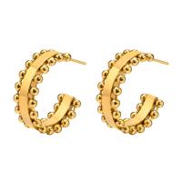 Stainless Steel Stud Earrings 304 Stainless Steel Vacuum Ion Plating fashion jewelry & for woman golden Sold By Pair