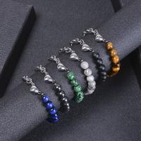 Gemstone Bracelets with Magnet & 304 Stainless Steel fashion jewelry & Unisex 8mm Length Approx 6.6-8.5 Inch Sold By PC