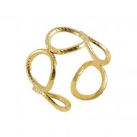 Titanium Steel Finger Ring 18K gold plated fashion jewelry & for woman golden US Ring Sold By PC