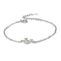 Messing Armbanden, met 3.5cm extender keten, Walvis, platinum plated, mode sieraden & voor vrouw, platina kleur, nikkel, lood en cadmium vrij, 9x6mm, Lengte 16 cm, Verkocht door PC