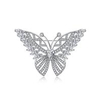 Cubic Zirconia Broche, metal, Mariposa, chapado en color de platina, micro arcilla de zirconia cúbica & para mujer, libre de níquel, plomo & cadmio, 48.30x30.20mm, Vendido por UD