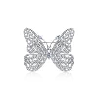 Cubic Zirconia Spilla, ottone, Farfalla, placcato color platino, Micro spianare cubic zirconia & per la donna, assenza di nichel,piombo&cadmio, 44.30x37.80mm, Venduto da PC