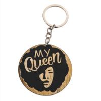 Key Chain, Træ, med Zinc Alloy, Flad Rund, Mother Day Smykker & med bogstavet mønster & for kvinde, 115x60mm, Solgt af PC