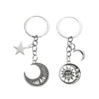 Key Chain, Zinc Alloy, Sol, antik sølv farve forgyldt, Bærbare & Unisex & hule, 80x25mm, Solgt af par