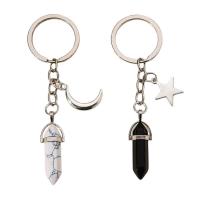 Key Chain, Zinc Alloy, med Krystal & Resin, Geometrisk mønster, platin farve forgyldt, Bærbare & Unisex, flere farver til valg, 90x7mm, Solgt af PC