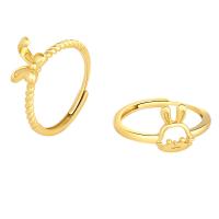 Messing Fingerring, Hase, goldfarben plattiert, einstellbar & für Frau, keine, 9mm, Größe:7, 5PCs/Menge, verkauft von Menge