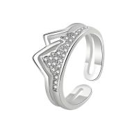 Messing Fingerring, platiniert, einstellbar & für Frau & mit Strass, keine, 9mm, Größe:7, 5PCs/Menge, verkauft von Menge