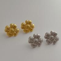 Messing Stud ørering, Flower, forgyldt, for kvinde, flere farver til valg, nikkel, bly & cadmium fri, 22mm, Solgt af par