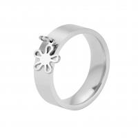 Anillo de dedo de acero inoxidable, Acero inoxidable 201, Flor, Joyería & diverso tamaño para la opción & para mujer, más colores para la opción, 8x9.50mm, tamaño:7-9, Vendido por UD