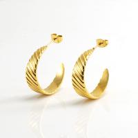 Tíotáiniam Cruach Earring, Cruach Tíotáiniam, 18K óir plated, jewelry faisin & do bhean, 25x8mm, 5Péirí/Lot, Díolta De réir Lot