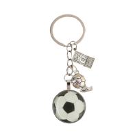 Key Chain, Glas, med Zinc Alloy, Fodbold, platin farve forgyldt, Bærbare & Unisex, 85x25mm, Solgt af PC