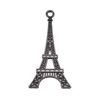 Cink ötvözet Medálok, Eiffel-torony, fegyver fekete bevonatú, Vintage & DIY, nikkel, ólom és kadmium mentes, 36x70mm, Által értékesített PC