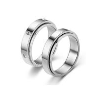 Titanium Čelik Finger Ring, bez spolne razlike & različite veličine za izbor & različitih stilova za izbor, srebro, 6mm, Prodano By PC