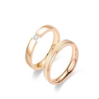 Anillos para Parejas, Partículas de acero, chapado en color rosa dorada, unisexo & diverso tamaño para la opción & diferentes estilos para la opción, color de rosa dorada, 4x2mm, Vendido por UD