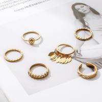 Zinklegering Ring Set, Zinc Alloy, gold plated, 6 stuks & mode sieraden & voor vrouw & met strass, nikkel, lood en cadmium vrij, Verkocht door Stel