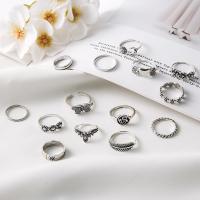 Zink Alloy Ring Set, antik silver pläterad, 14 stycken & mode smycken & för kvinna, nickel, bly och kadmium gratis, Säljs av Ställ