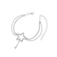 Sinc Alloy Anklet, le 3.82inch slabhra extender, dath airgid plated, jewelry faisin & do bhean & le rhinestone, nicil, luaidhe & caidmiam saor in aisce, Fad Thart 7.28 Inse, Díolta De réir PC