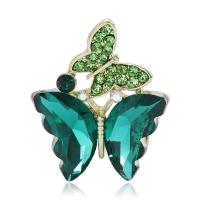 krystal Broche, Zinc Alloy, med Krystal, Butterfly, guldfarve belagt, for kvinde & med rhinestone, flere farver til valg, nikkel, bly & cadmium fri, 28x33mm, Solgt af PC