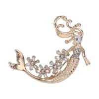 Rhinestone Brooch Zinc Alloy Mermaid plated for woman & with rhinestone nickel lead & cadmium free Sold By PC